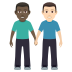 👨🏿‍🤝‍👨🏻 men holding hands: dark skin tone, light skin tone display on JoyPixels